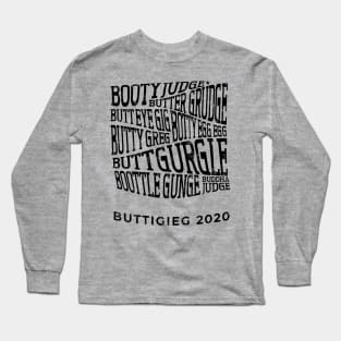 How do you say Mayor Pete Buttigieg's name? Funny trippy retro list of ways people say it Long Sleeve T-Shirt